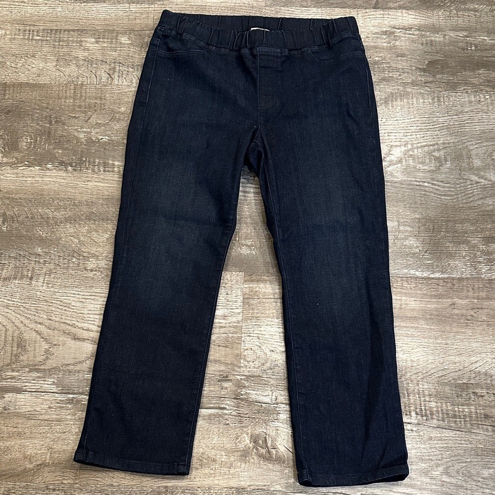 Eileen Fisher Womens Dark Indigo Organic Cotton Stretch Pull On Denim Leggings S
